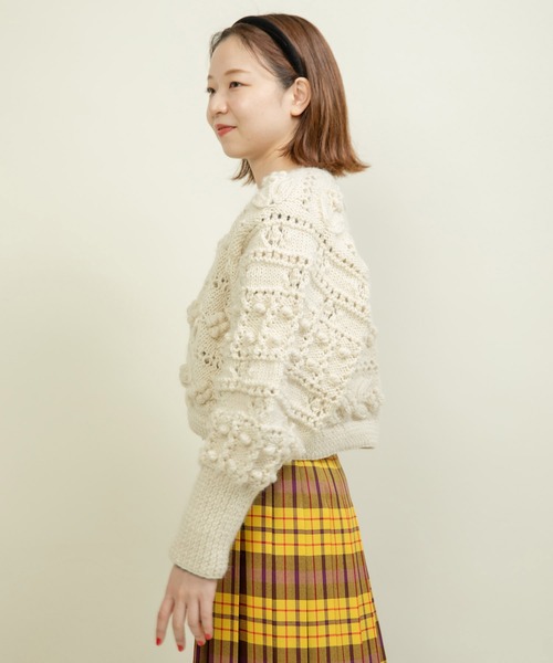 CHILD WOMAN（チャイルドウーマン）の「ネパールギルボックス もよう編みショートカーディガン（カーディガン/ボレロ・レディース・サックスブルー/レッド/アイボリー・FREE）」の19枚目の写真