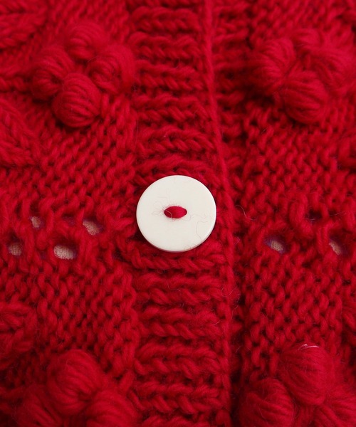 CHILD WOMAN（チャイルドウーマン）の「ネパールギルボックス もよう編みショートカーディガン（カーディガン/ボレロ・レディース・サックスブルー/レッド/アイボリー・FREE）」の8枚目の写真