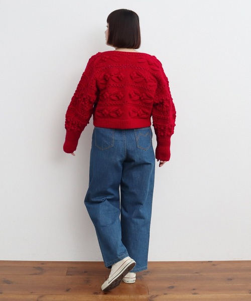 CHILD WOMAN（チャイルドウーマン）の「ネパールギルボックス もよう編みショートカーディガン（カーディガン/ボレロ・レディース・サックスブルー/レッド/アイボリー・FREE）」の11枚目の写真