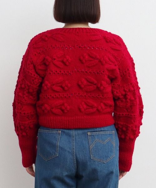 CHILD WOMAN（チャイルドウーマン）の「ネパールギルボックス もよう編みショートカーディガン（カーディガン/ボレロ・レディース・サックスブルー/レッド/アイボリー・FREE）」の14枚目の写真
