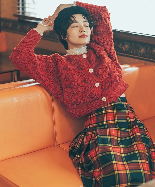 ネパールギルボックス もよう編みショートカーディガン（カーディガン