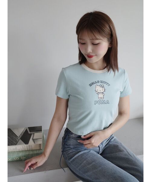 PUMA(プーマ)の「【PUMA×HELLO KITTY】GRAPHIC BABE TEE(Tシャツ/カットソー・レディース・ブルー/ブラック/ベージュ・FREE)」の10枚目の写真