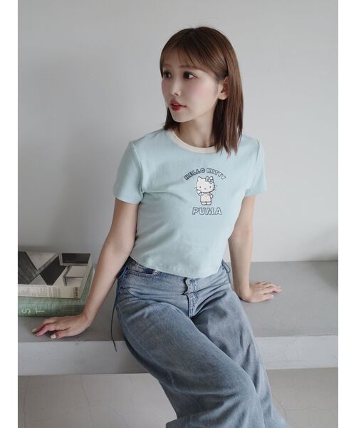 PUMA(プーマ)の「【PUMA×HELLO KITTY】GRAPHIC BABE TEE(Tシャツ/カットソー・レディース・ブルー/ブラック/ベージュ・FREE)」の11枚目の写真