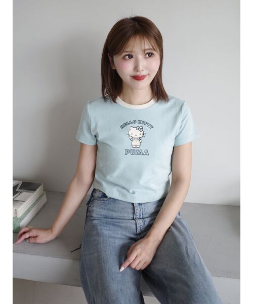 PUMA(プーマ)の「【PUMA×HELLO KITTY】GRAPHIC BABE TEE(Tシャツ/カットソー・レディース・ブルー/ブラック/ベージュ・FREE)」の14枚目の写真