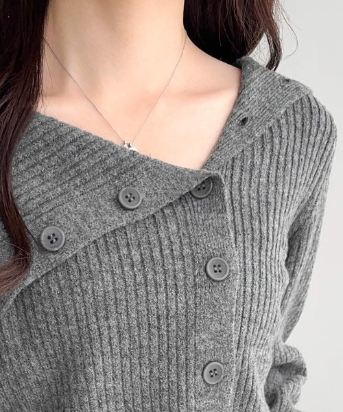 mily bilet(ミウィビレット)の「【mily bilet】ワザありカラーで華やかさをプラス◎アシンメトリーカラー見せ裾配色多ボタンニット(ニット/セーター・レディース・チャコールグレー/グレー/ベージュ・LARGE/MEDIUM/SMALL/X-LARGE)」の16枚目の写真