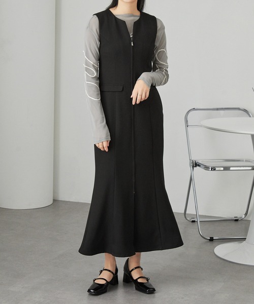 Cieluna】センタージップ マーメイドシルエット ロングワンピース