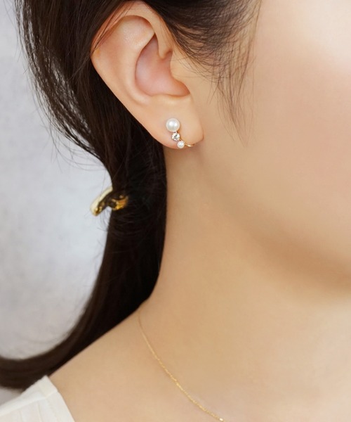 TAKE-UP（テイクアップ）の「[ フワットイヤリングス]パールグラデイヤリング（イヤリング・レディース・イエローゴールド・FREE）」の3枚目の写真
