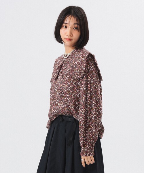 BEAMS BOY（ビームスボーイ）の「【1/15再値下げ】リバティ デタッチ フリルカラー シャツ（シャツ/ブラウス・レディース・ブラウン/ブルー・ONE SIZE）」の4枚目の写真