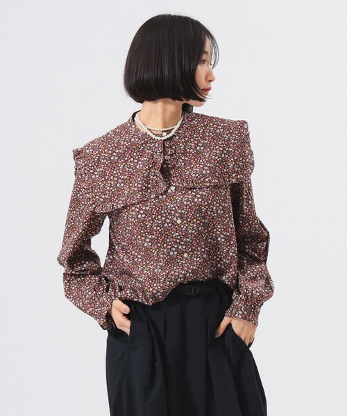 BEAMS BOY（ビームスボーイ）の「【1/15再値下げ】リバティ デタッチ フリルカラー シャツ（シャツ/ブラウス・レディース・ブラウン/ブルー・ONE SIZE）」の5枚目の写真