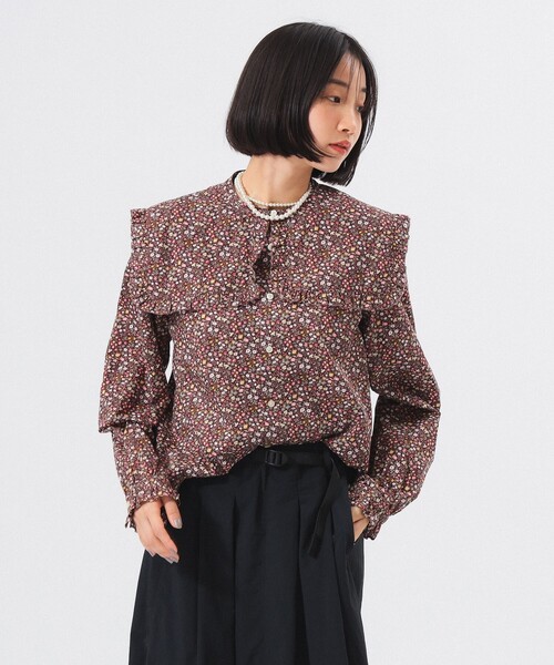 BEAMS BOY（ビームスボーイ）の「【1/15再値下げ】リバティ デタッチ フリルカラー シャツ（シャツ/ブラウス・レディース・ブラウン/ブルー・ONE SIZE）」の6枚目の写真