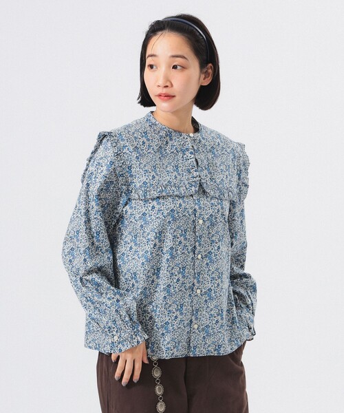BEAMS BOY（ビームスボーイ）の「【1/15再値下げ】リバティ デタッチ フリルカラー シャツ（シャツ/ブラウス・レディース・ブラウン/ブルー・ONE SIZE）」の21枚目の写真