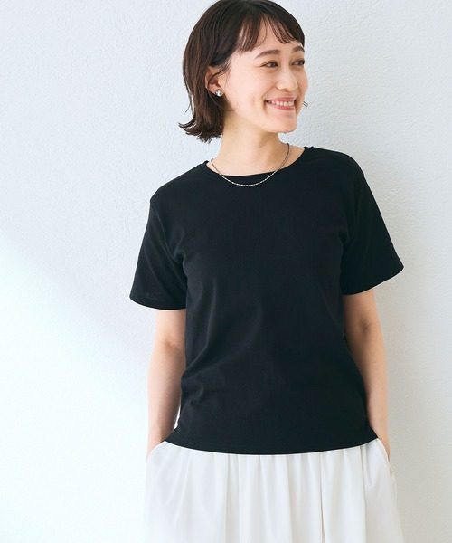 CROSS FUNCTION（クロスファンクション）の「《汗染み防止》裾スリットベーシックTシャツ 動画あり【CROSS FUNCTION/クロスファンクション】（Tシャツ/カットソー・レディース・モカ/ネイビー/オフホワイト/杢グレー/ブラック・M/LL/L）」の20枚目の写真