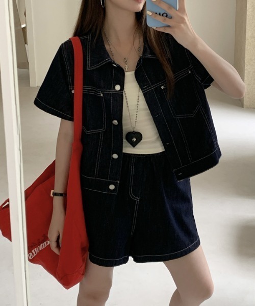 FAVORITO(ファヴォリート)の「デニムセットアップ(セットアップ・レディース・ダークブルー・M/L/XL)」の2枚目の写真