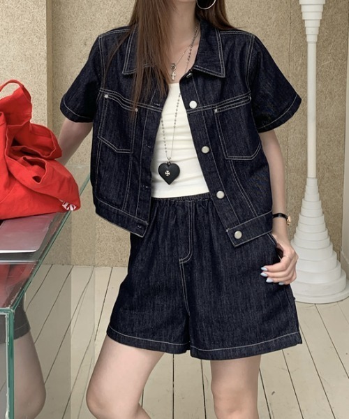 FAVORITO(ファヴォリート)の「デニムセットアップ(セットアップ・レディース・ダークブルー・M/L/XL)」の4枚目の写真