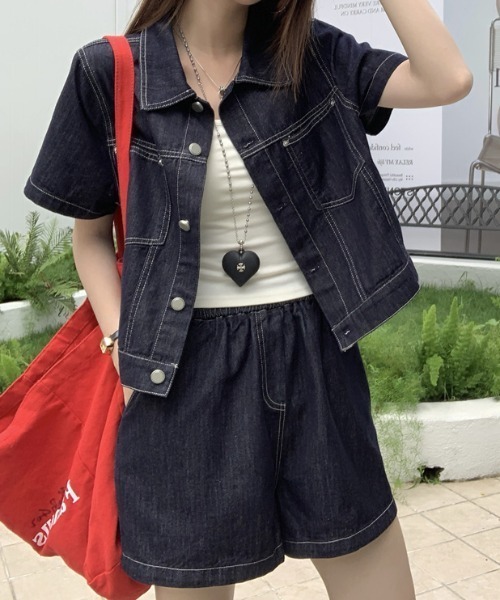 FAVORITO(ファヴォリート)の「デニムセットアップ(セットアップ・レディース・ダークブルー・M/L/XL)」の7枚目の写真