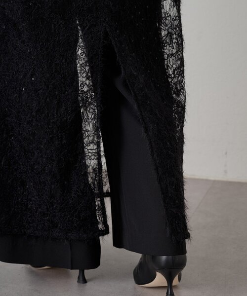 ラウンジドレス　レースキャミ　ブラック Loungedress（ラウンジドレス） ワンピース レースキャミワンピース