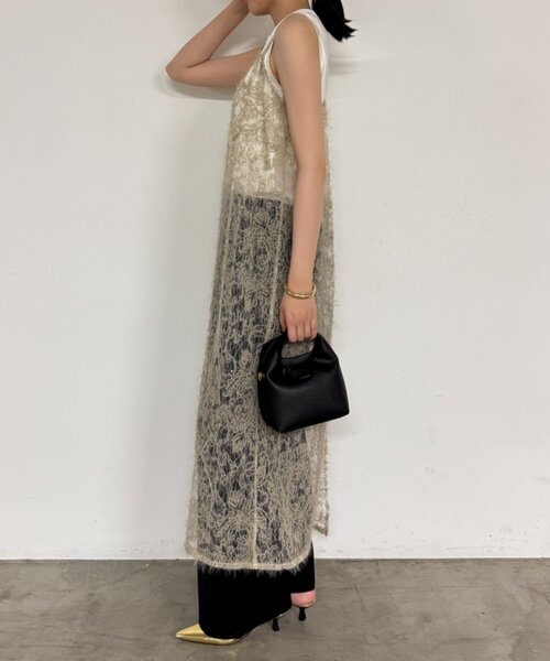 ラウンジドレス　レースキャミ　ブラック Loungedress（ラウンジドレス） ワンピース レースキャミワンピース