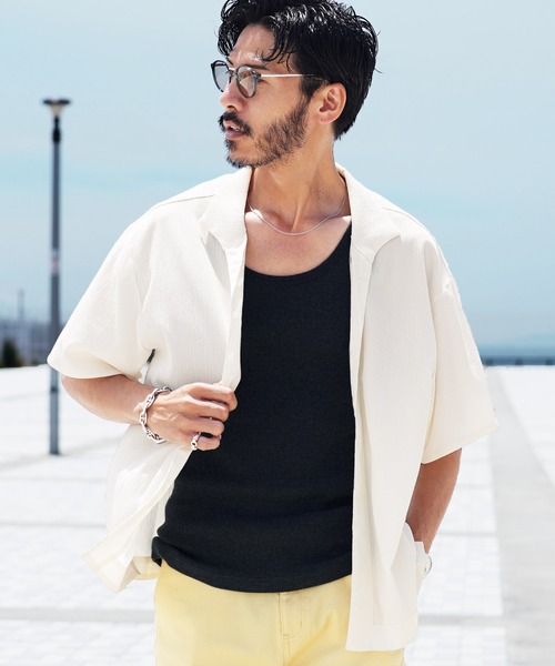 jiggys shop(ジギーズショップ)の「羽織り専用 ボタンレス 半袖 シャツ(シャツ/ブラウス・メンズ・ブラック/ホワイト/オレンジ・MEDIUM/LARGE/X-LARGE)」の2枚目の写真
