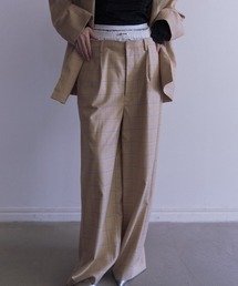 check double waist pants
