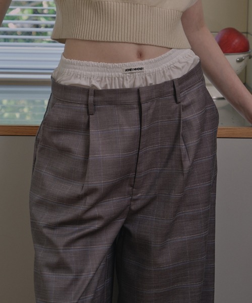HONEY MI HONEY(ハニーミーハニー)の「check double waist pants(スラックス・レディース・グレー/ベージュ・FREE)」の7枚目の写真