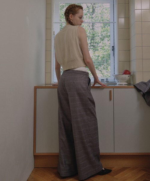 HONEY MI HONEY(ハニーミーハニー)の「check double waist pants(スラックス・レディース・グレー/ベージュ・FREE)」の6枚目の写真