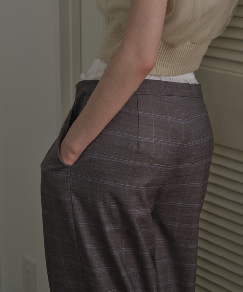 HONEY MI HONEY(ハニーミーハニー)の「check double waist pants(スラックス・レディース・グレー/ベージュ・FREE)」の5枚目の写真