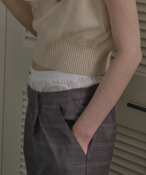 HONEY MI HONEY(ハニーミーハニー)の「check double waist pants(スラックス・レディース・グレー/ベージュ・FREE)」の4枚目の写真