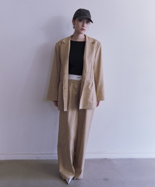 HONEY MI HONEY(ハニーミーハニー)の「check double waist pants(スラックス・レディース・グレー/ベージュ・FREE)」の10枚目の写真