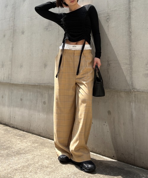 HONEY MI HONEY(ハニーミーハニー)の「check double waist pants(スラックス・レディース・グレー/ベージュ・FREE)」の20枚目の写真