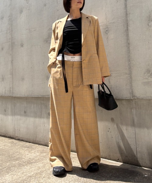 HONEY MI HONEY(ハニーミーハニー)の「check double waist pants(スラックス・レディース・グレー/ベージュ・FREE)」の21枚目の写真