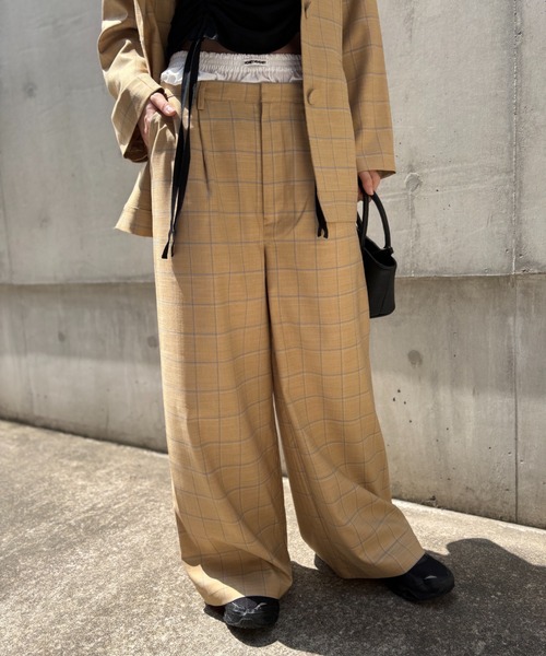 HONEY MI HONEY(ハニーミーハニー)の「check double waist pants(スラックス・レディース・グレー/ベージュ・FREE)」の22枚目の写真