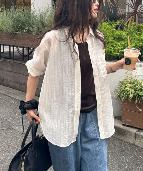 fredy emue(フレディエミュ)の「ストライプシアーシャツ(シャツ/ブラウス・レディース・ピンク系その他/ブルー系その他/ホワイト系その他・38)」の6枚目の写真