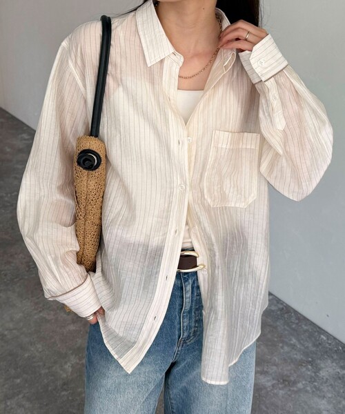fredy emue(フレディエミュ)の「ストライプシアーシャツ(シャツ/ブラウス・レディース・ピンク系その他/ブルー系その他/ホワイト系その他・38)」の14枚目の写真