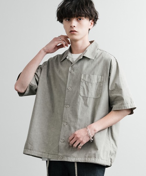 Audience（オーディエンス）の「Audience オーディエンス ピグメントホースクロスドローコードバルーンオープンカラーハーフスリーブシャツ AUD6630（シャツ/ブラウス・メンズ・ブラック/グレー/ネイビー/スミクロ・L/M）」の3枚目の写真