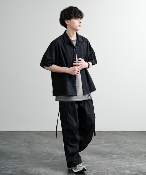 Audience（オーディエンス）の「Audience オーディエンス ピグメントホースクロスドローコードバルーンオープンカラーハーフスリーブシャツ AUD6630（シャツ/ブラウス・メンズ・ブラック/グレー/ネイビー/スミクロ・L/M）」の5枚目の写真