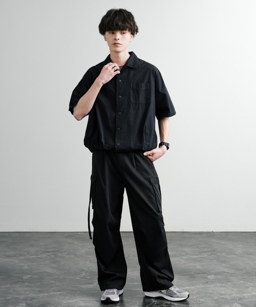 Audience（オーディエンス）の「Audience オーディエンス ピグメントホースクロスドローコードバルーンオープンカラーハーフスリーブシャツ AUD6630（シャツ/ブラウス・メンズ・ブラック/グレー/ネイビー/スミクロ・L/M）」の6枚目の写真