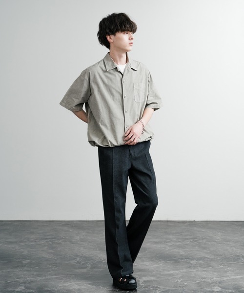 Audience（オーディエンス）の「Audience オーディエンス ピグメントホースクロスドローコードバルーンオープンカラーハーフスリーブシャツ AUD6630（シャツ/ブラウス・メンズ・ブラック/グレー/ネイビー/スミクロ・L/M）」の14枚目の写真