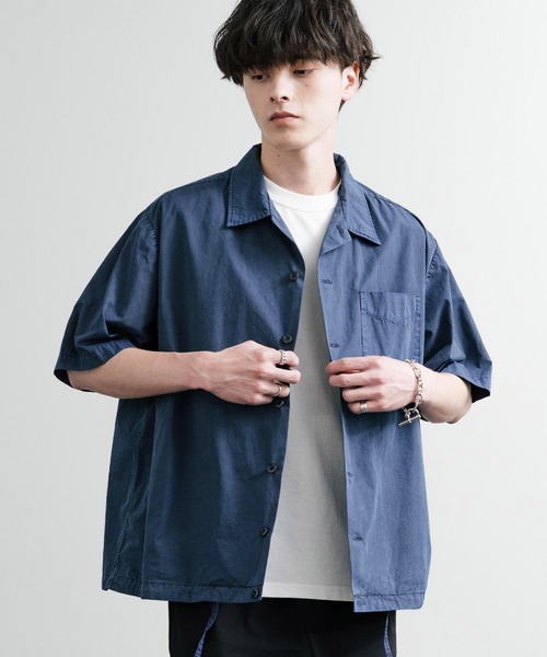 Audience（オーディエンス）の「Audience オーディエンス ピグメントホースクロスドローコードバルーンオープンカラーハーフスリーブシャツ AUD6630（シャツ/ブラウス・メンズ・ブラック/グレー/ネイビー/スミクロ・L/M）」の15枚目の写真
