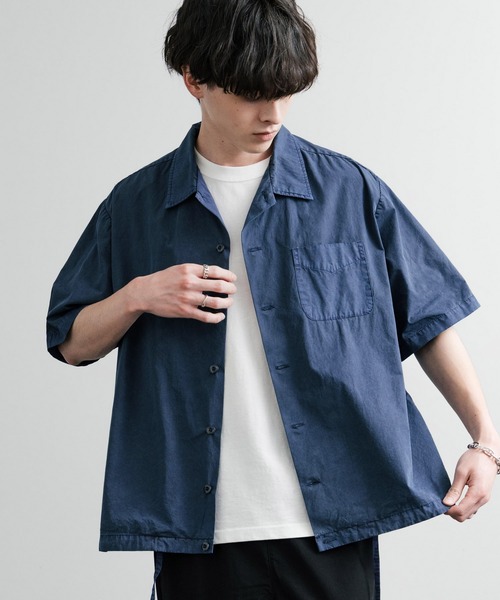 Audience（オーディエンス）の「Audience オーディエンス ピグメントホースクロスドローコードバルーンオープンカラーハーフスリーブシャツ AUD6630（シャツ/ブラウス・メンズ・ブラック/グレー/ネイビー/スミクロ・L/M）」の16枚目の写真
