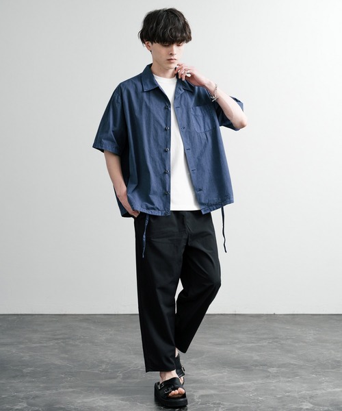 Audience（オーディエンス）の「Audience オーディエンス ピグメントホースクロスドローコードバルーンオープンカラーハーフスリーブシャツ AUD6630（シャツ/ブラウス・メンズ・ブラック/グレー/ネイビー/スミクロ・L/M）」の18枚目の写真