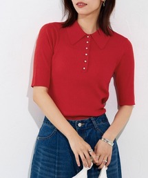 【接触冷感】ボタンが選べるリブポロニット