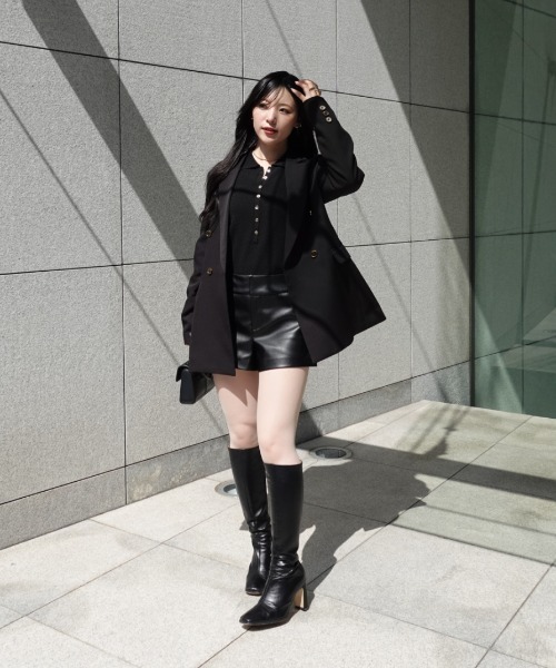 SENEE（セニー）の「button design polo knit（ボタンデザインポロニット）（ニット/セーター・レディース・ブラック/アイボリー・FREE）」の12枚目の写真