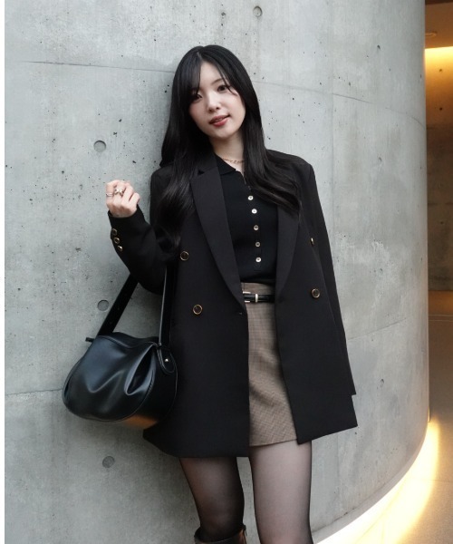 SENEE（セニー）の「button design polo knit（ボタンデザインポロニット）（ニット/セーター・レディース・ブラック/アイボリー・FREE）」の20枚目の写真