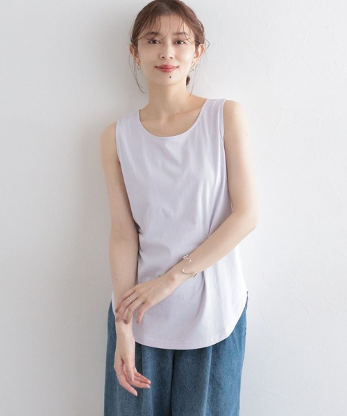 studio CLIP(スタディオクリップ)の「コットンレイヤードタンクトップ(タンクトップ・レディース・ライトブルー/ネイビー/オフホワイト/ブラック/ラベンダー/ブラウン・LARGE/MEDIUM)」の6枚目の写真