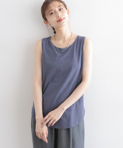 studio CLIP(スタディオクリップ)の「コットンレイヤードタンクトップ(タンクトップ・レディース・ライトブルー/ネイビー/オフホワイト/ブラック/ラベンダー/ブラウン・LARGE/MEDIUM)」の5枚目の写真