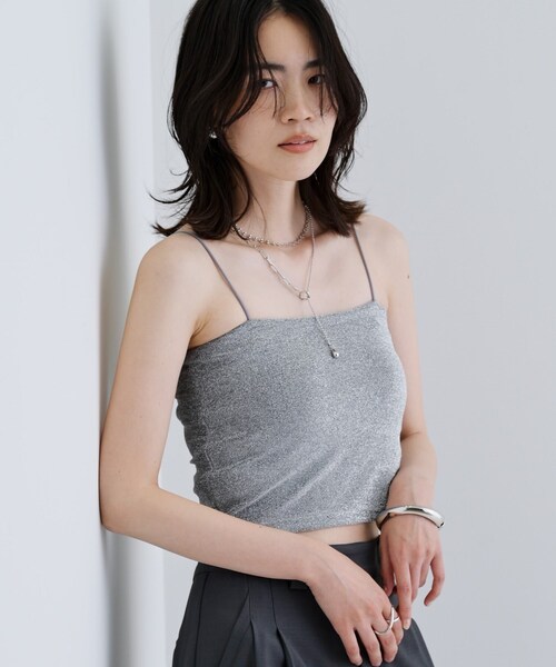 GALLEST(ギャレスト)の「【一部店舗限定】カップ付きラメキャミソール(タンクトップ・レディース・シルバー/ホワイト/ブラウン系その他/ブラック・38)」の7枚目の写真