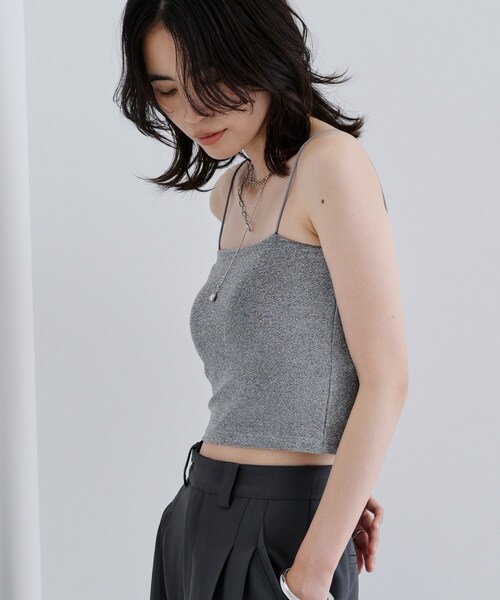 GALLEST(ギャレスト)の「【一部店舗限定】カップ付きラメキャミソール(タンクトップ・レディース・シルバー/ホワイト/ブラウン系その他/ブラック・38)」の8枚目の写真