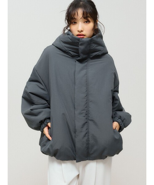 セール】MIDIUMISOLID フード付きパディングブルゾン（ダウン