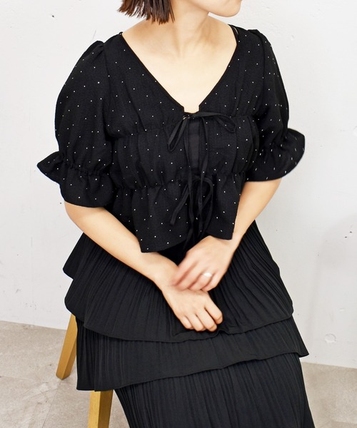 René - お値下げ❣️ルネ　リボンボレロカーディガン　黒　36 Rene ルネ♪お袖リボンのボレロカーディガン♪36♪ブラック