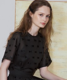 STRAWBERRY-FIELDS | ルバンオーガンザ_リボン刺しゅうTブラウス(シャツ/ブラウス)